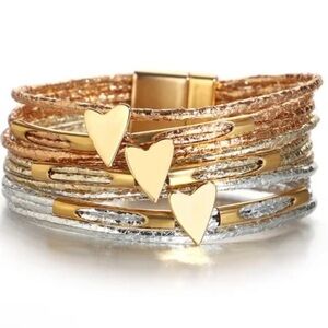 Gold and Silver Heart Bracelet
